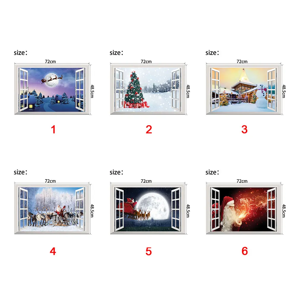 Рождество 3D окна наклейки на стену с узорами книги по искусству настенная Xmas