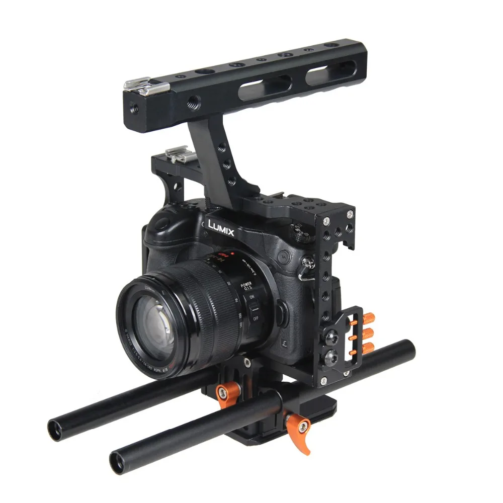 Cheap Camera Cage Rig Stabilizer Protector with Top Handle Base Rods for BMCC Camera to Mount Photographic Accessories 2
