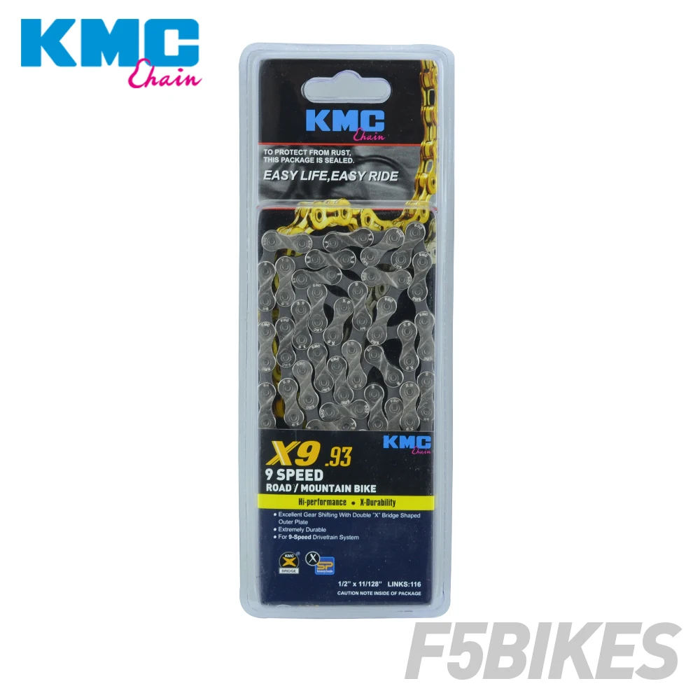 KMC X8 X9 X9sl X10 X10sl X11SL Z99 Bike Chain 9S 10S 11S Gold for MTB/Road Bike fo Shimano/SRAM 8 9 10 11 speed 116L /chain bike