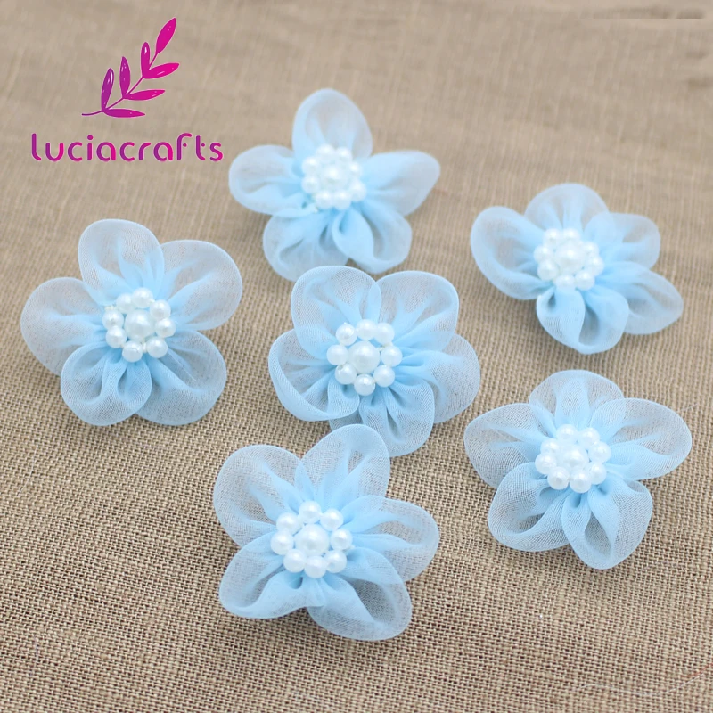 Lucia crafts 30 мм органза Bowknots головной убор Материал Розочка DIY волосы-лук Швейные аксессуары 12 шт/24 шт B0901