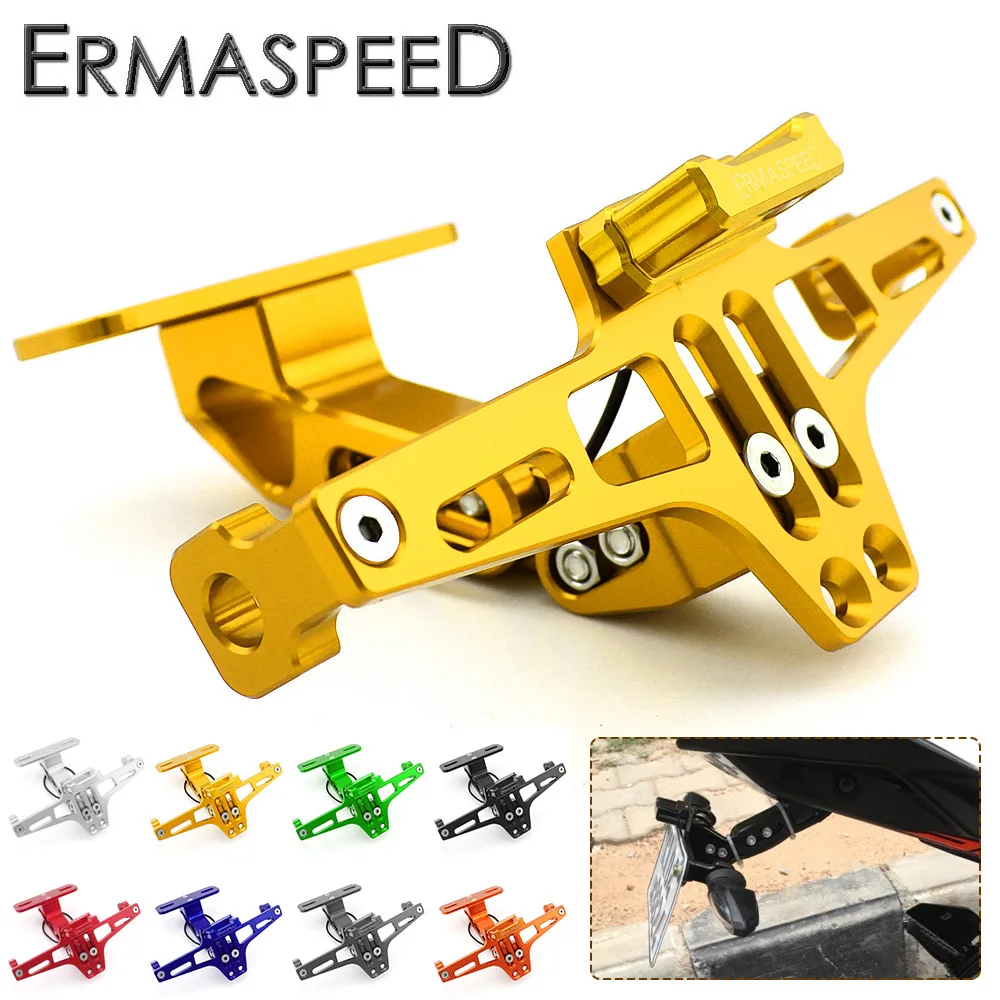 

CNC Aluminum Motorcycle Rear Registration Plate Mount License Plate Bracket Holder with Light for Yamaha MT07 MT09 MT03 R1 R6 R3