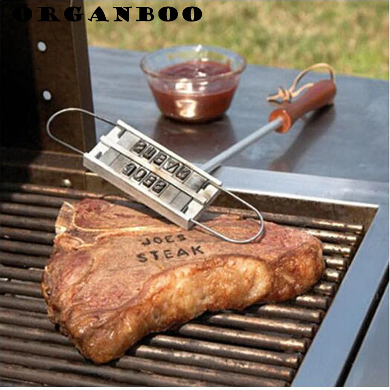 ORGANBOO 1 Набор стейк мясо барбекю, мясо BBQ Брендинг Утюг со сменными буквами принадлежности для барбекю Сменные 55 букв