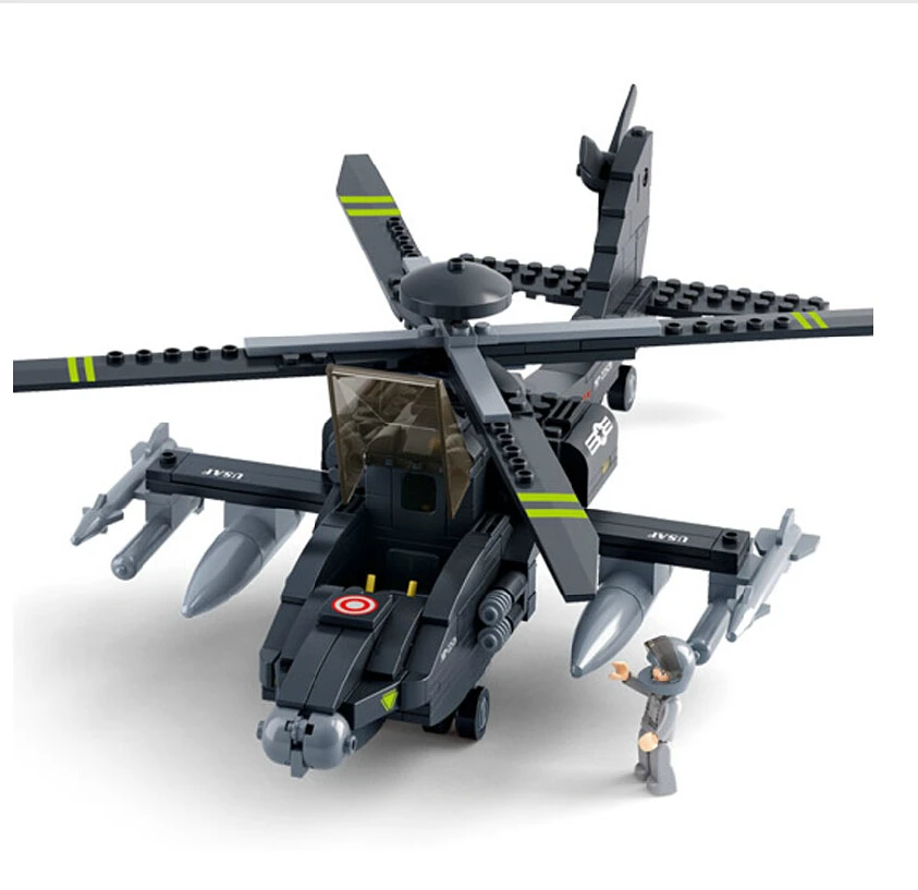 Sluban2014 военный Apache AH 64 0511 новые продукты боец модель строительные блоки Набор