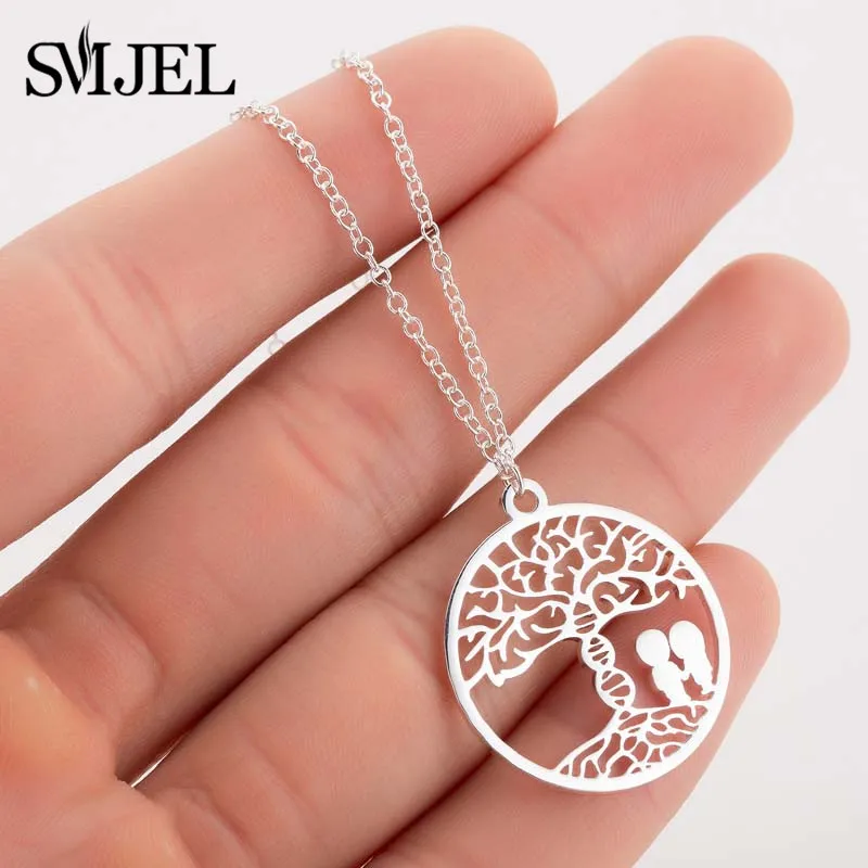 

SMJEL Hollow Tree Of Life Round Pendant Necklace for Women Molecule DNA Charm Women Men Couple Necklaces Love Jewelry Gifts