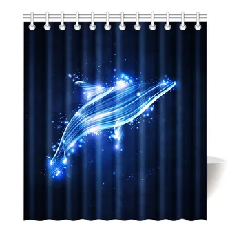 

Vector dolphin aurora Shower Curtain Printing Waterproof Mildewproof Polyester Fabric Bath Curtain Bathroom
