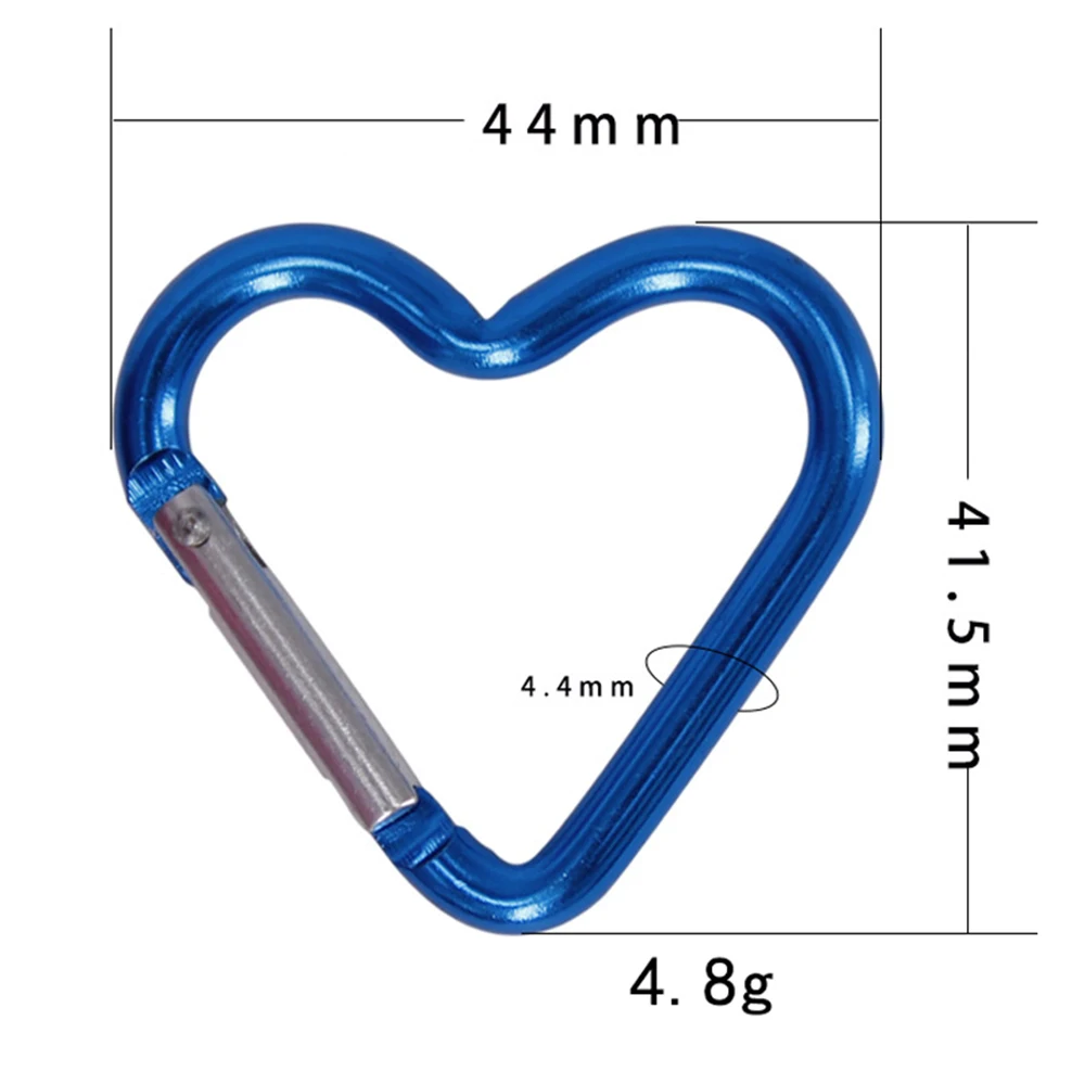 5pcs Aluminum Alloy Hanging Buckles Shaped Outdoor Color Safe Heart Buckle small heart type carabiner Random Color