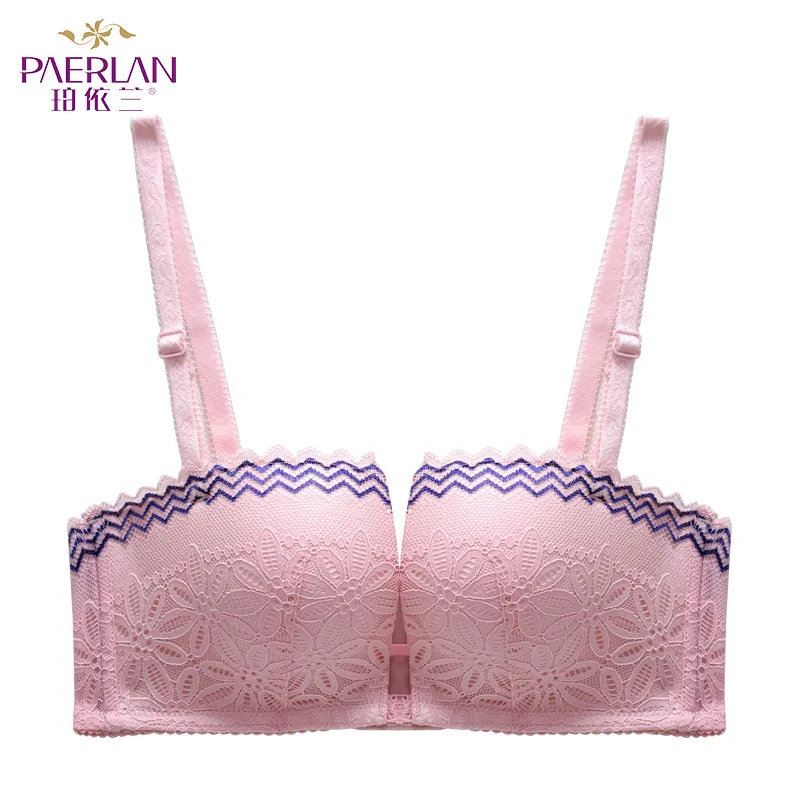 pink PAERLAN модные бесшовные комфортные для костюма-тройки бюстгальтер для девочек пуш-ап высокого нижнее бельё для девочек Пряжка со стразами пикантные 1/2 нижнее бельё для девочек - Цвет: pink