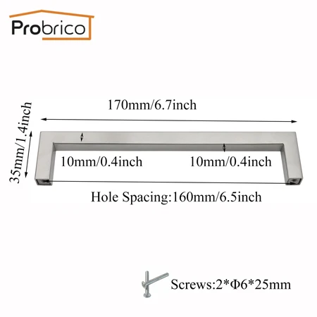 Probrico 5 шт. нержавеющая сталь квадратный барный Шкаф Тянет дверные ручки Матовый никель кухонный шкаф выдвижные ящики тянет JS10 - Цвет: Hole Spacing 160mm