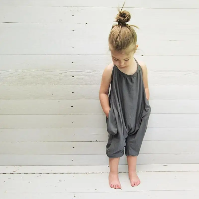 

Summer Kids Jumpsuit Sleeveless Baby Girls Overalls Children One Piece Clothes Cotton Infant Girl Trousers Toddler Romper Pants
