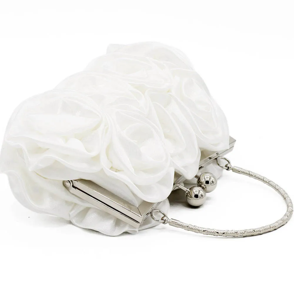 Женские вечерние сумки, элегантная Винтажная сумочка с застежкой, роскошная дизайнерская атласная роза, одноцветная сумка свадебные сумочки, женская сумка