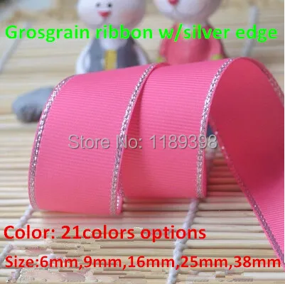 

5/8 inch 16mm 1.6cm lurex grosgrain ribbon w/silver edge wedding decoration candy cake wrapping craft scrapbook 100yards lot