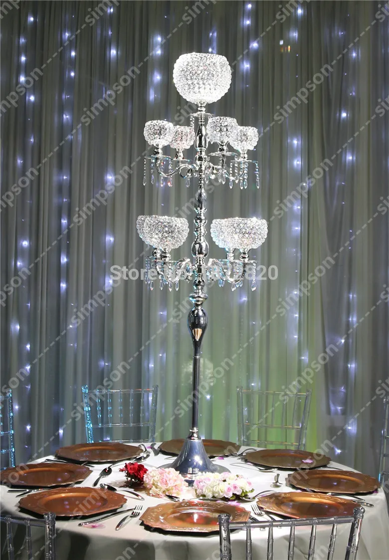 

2pcs/lot Free shipment Candelabra centerpiece crystal candle holder 60" tall