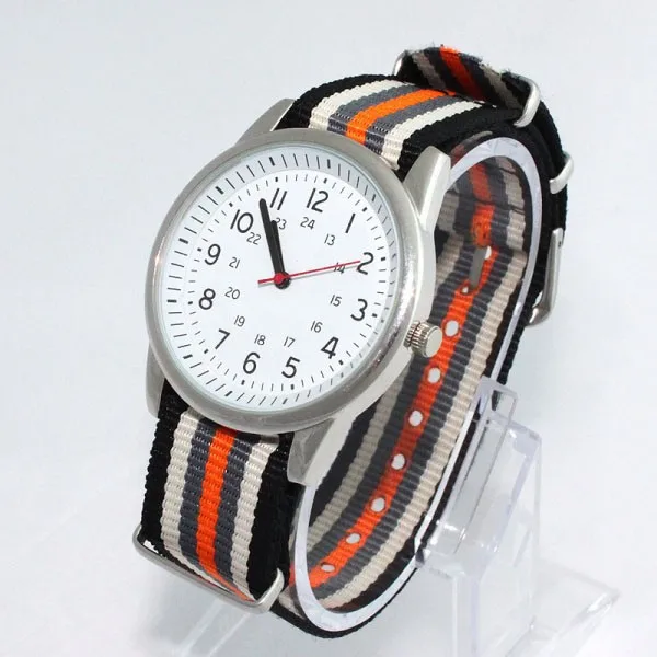 Прямая Высокое качество для мужчин мальчик Дамы 20 мм нейлон часы ткань ремешок модные кварцевые наручные часы U46F2