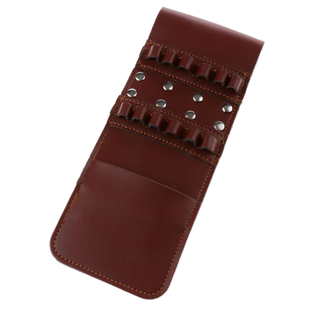  12 Arrow Brown Hunting Archery Leather Arrow Quiver Portable  Pocket Holder Bag For Outdoor Walk Shooting And Target Practice