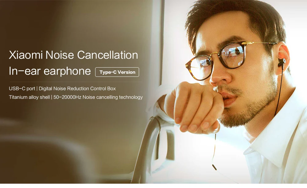 Оригинальные наушники Xiaomi ANC type-C с шумоподавлением, проводное управление с микрофоном для смартфона Xiaomi Max 2 Mi6 Hybrid HD