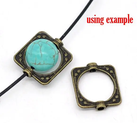 

DoreenBeads Retail Antique Bronze Square Bead Frames(Fit 10mm Bead)15x14mm,sold per pack of 100