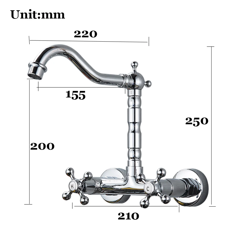 chrome faucet size