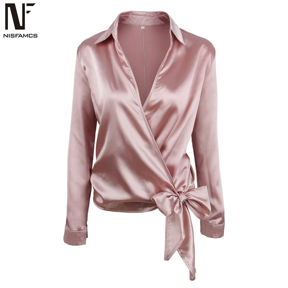 

Sexy Female Satin Blouse Novelty Placket Lady Short Shirt 2019 Hot Sale Tide Woman Party Shirts New Pretty Girl Summer Shirt