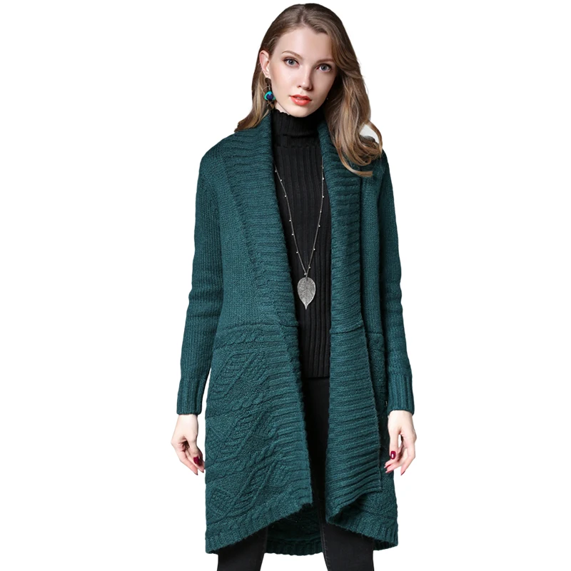 2017 font b Women b font Long Cardigans Autumn Winter Open Stitch wool Knitting Sweater coats