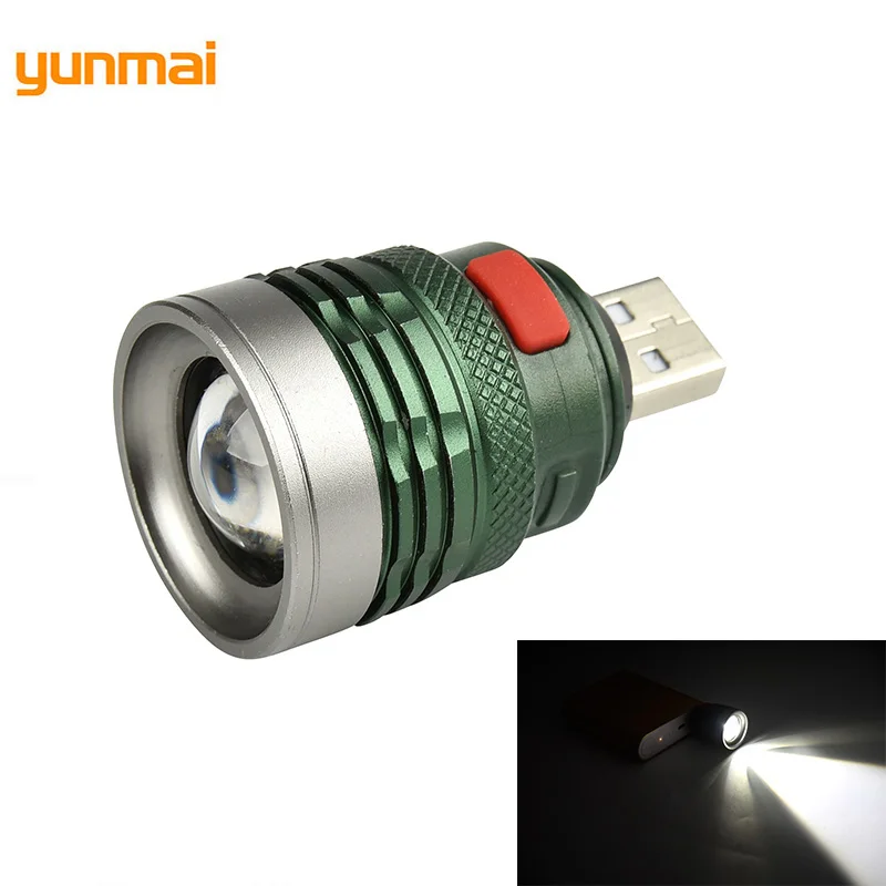 Yunmai 2021 мини Usb светодиодный фонарик Новый Q5 алюминиевый светильник ильник лм