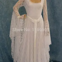 Белое кружевное платье, сценическое Эльфийское платье, средневековое платье для косплея, ручная работа, на заказ, все размеры
