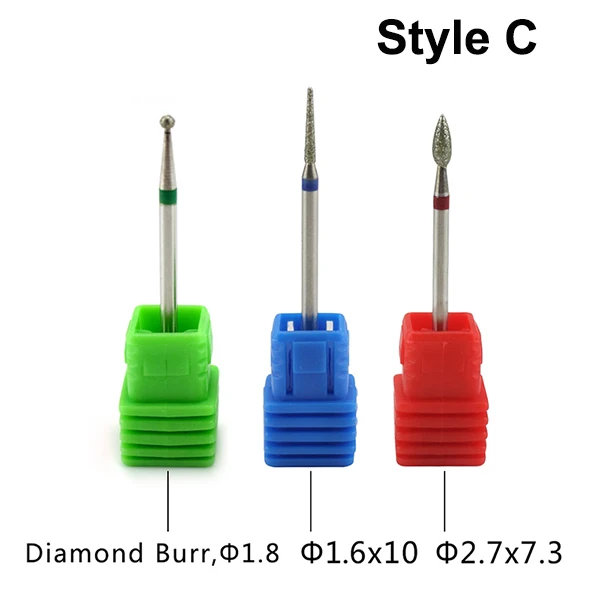 Твердосплавное сверло BNG для снятия заусенцев, очистки кутикулы, для электрического сверлильного станка, маникюра, педикюра, алмазного камня, пилка для ногтей - Цвет: Style C
