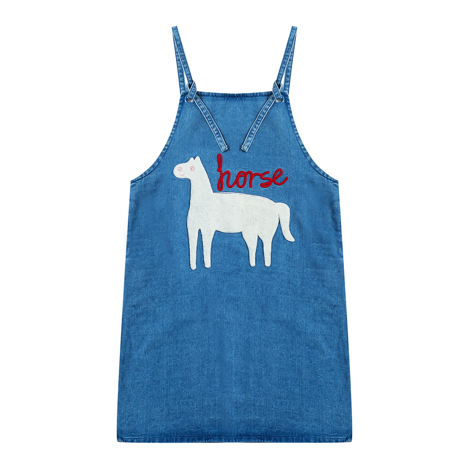 

2018 Spring Summer New Fashion Women Strap Denim Dress Loose Preppy Style Sleeveless Mini Dresses Letters Embroidery