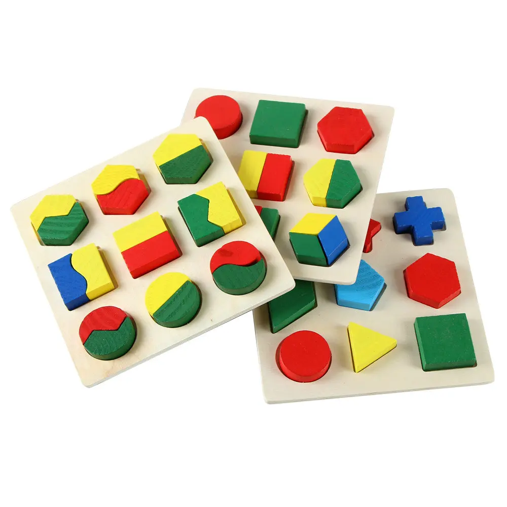 Free shipping Kids wooden Montessori blocks toys 3PCS, Children