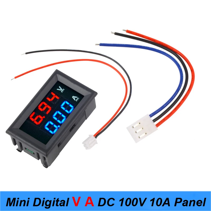 Mini Digital Voltmeter Ammeter DC 100V 10A Panel Amp Volt