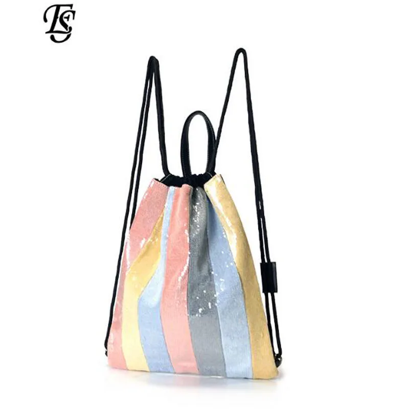 

E.SHUNFA women backpack shoulder backpack female bag 2019 new fashion backpack color striped women bag