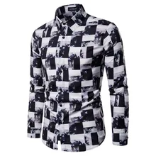 Мужская рубашка, повседневная, 3D печать, цветная, тонкая, с длинным рукавом, рубашка для мужчин, Camisa, с отложным воротником, Мужская блузка, топы, Camisa masculina