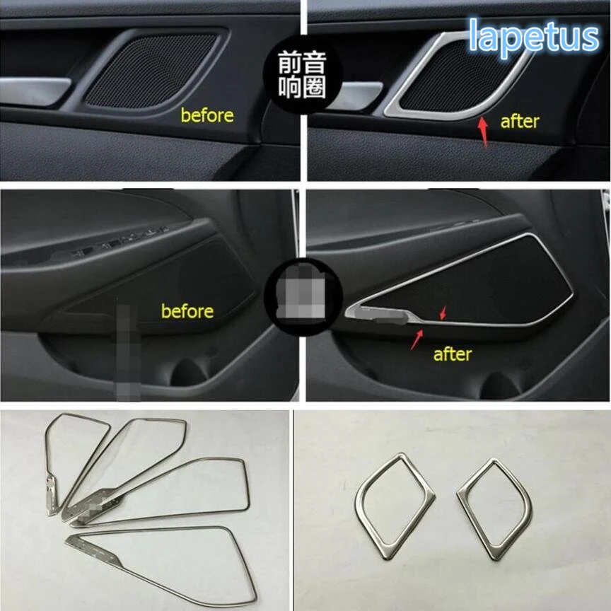 

High Quality For Hyundai Tucson 2016 Stainless Steel Side Door Up And Bottom Speaker Cover interior Trim 6 pcs