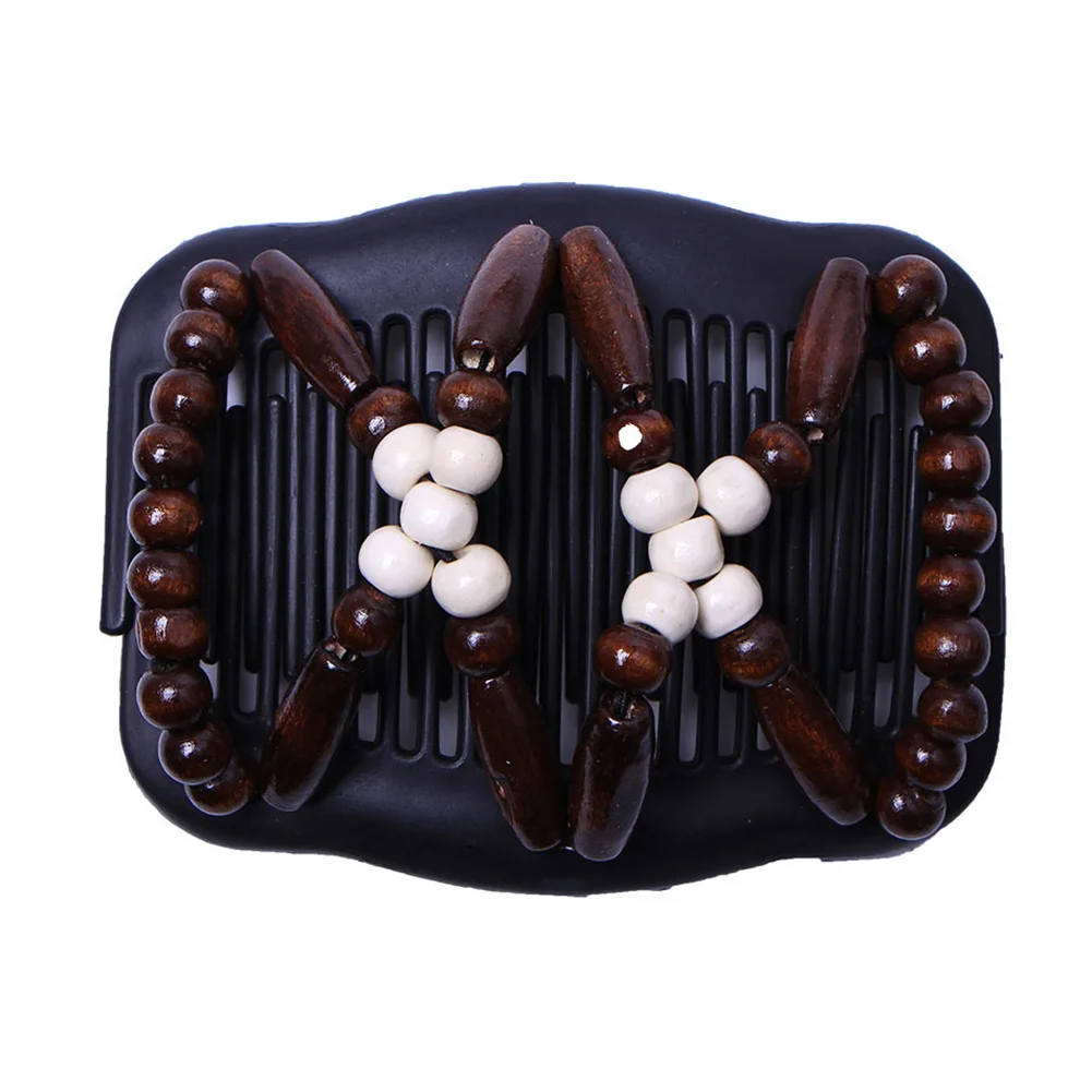 Double Beaded Hair Clip Combs Beads Elastic Hairpin Bun Maker Pins Easy Updo Styling MH88 - Цвет: 01