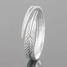 SHUANGR Серебряный цветной браслет женский корейский Ретро Модный Ангел перо браслет регулируемый браслет опт открытие