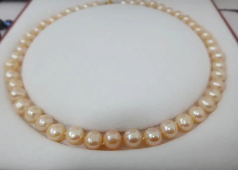 

Jewelr 003934 10-11MM PERFECT SOUTH SEA GENUINE GOLD PINK PEARL NECKLACE 14KGP