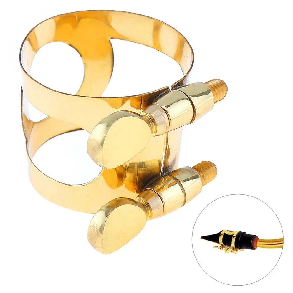 Saxophone Mouthpiece Ligature GoldPlated Ligature Fastener For Rubber