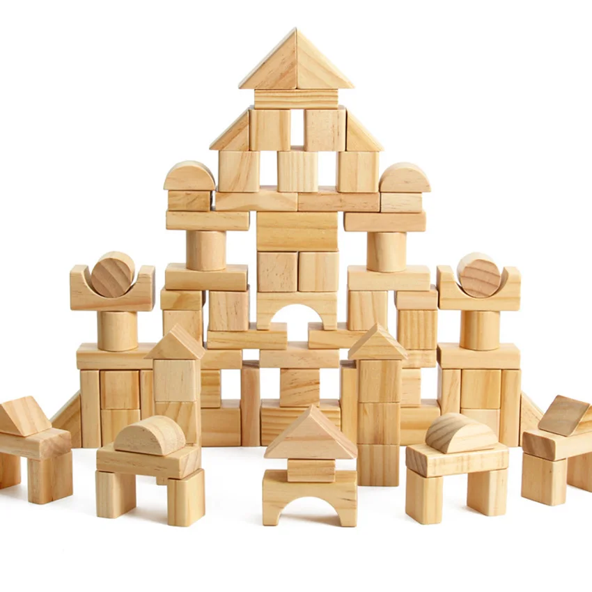 100pcs/Set Child Wooden Early Educational Toy Solid wood Geometric