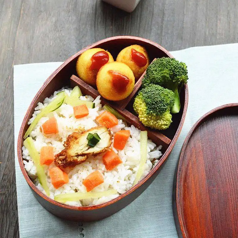 Японский стиль деревянный Bento Box Microwavable контейнер для еды бамбуковый Ланч-бокс сумка для суши для детей Bento box