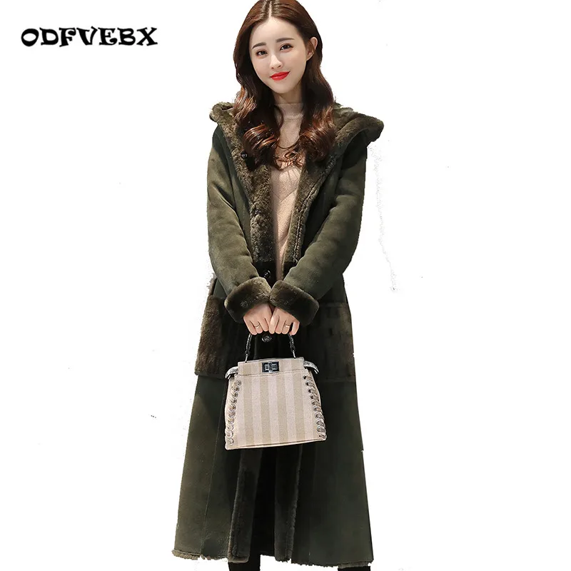 

2019 winter new Female suede jackets plus velvet thickening coat ladies fashion hooded windbreaker jacket Women's clothing