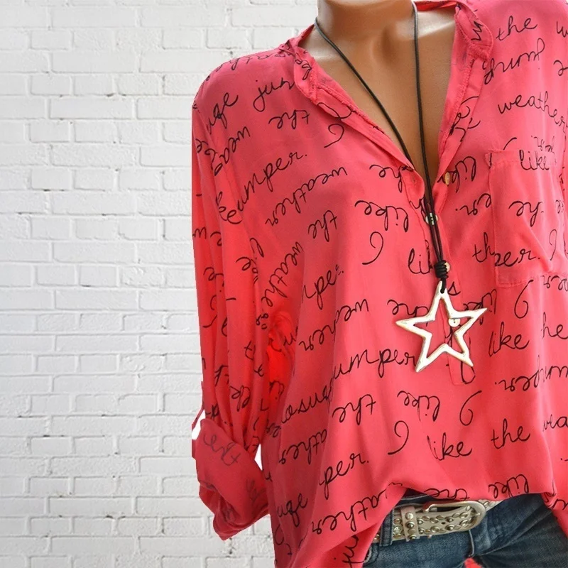 Women Fashion Letters Printed T Shrits V Neck Festivals Classics Elegance Love Button Long Sleeved Comfort Tops Blouse Women Fashion Letters Printed T Shrits V Neck Festivals Classics Elegance Love Button Long Sleeved Comfort Tops Blouse