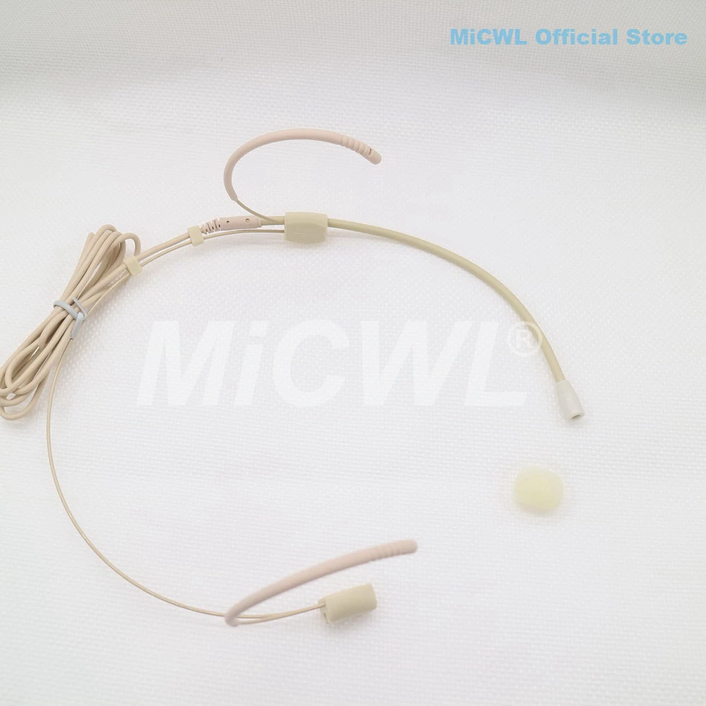 

New Beige Head HeadMic Headset Microphone For Wireless Bodypack Transmitter PC 3.5mm Male Screw Thread Plug