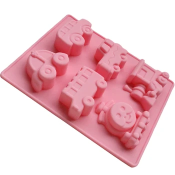 

FDA Silicone Soap Mold DIY Model 6 Hole Small Locomotive Cake Mold Car Moon Mold 3D Baking Mold Brand New Kitchen Accessories