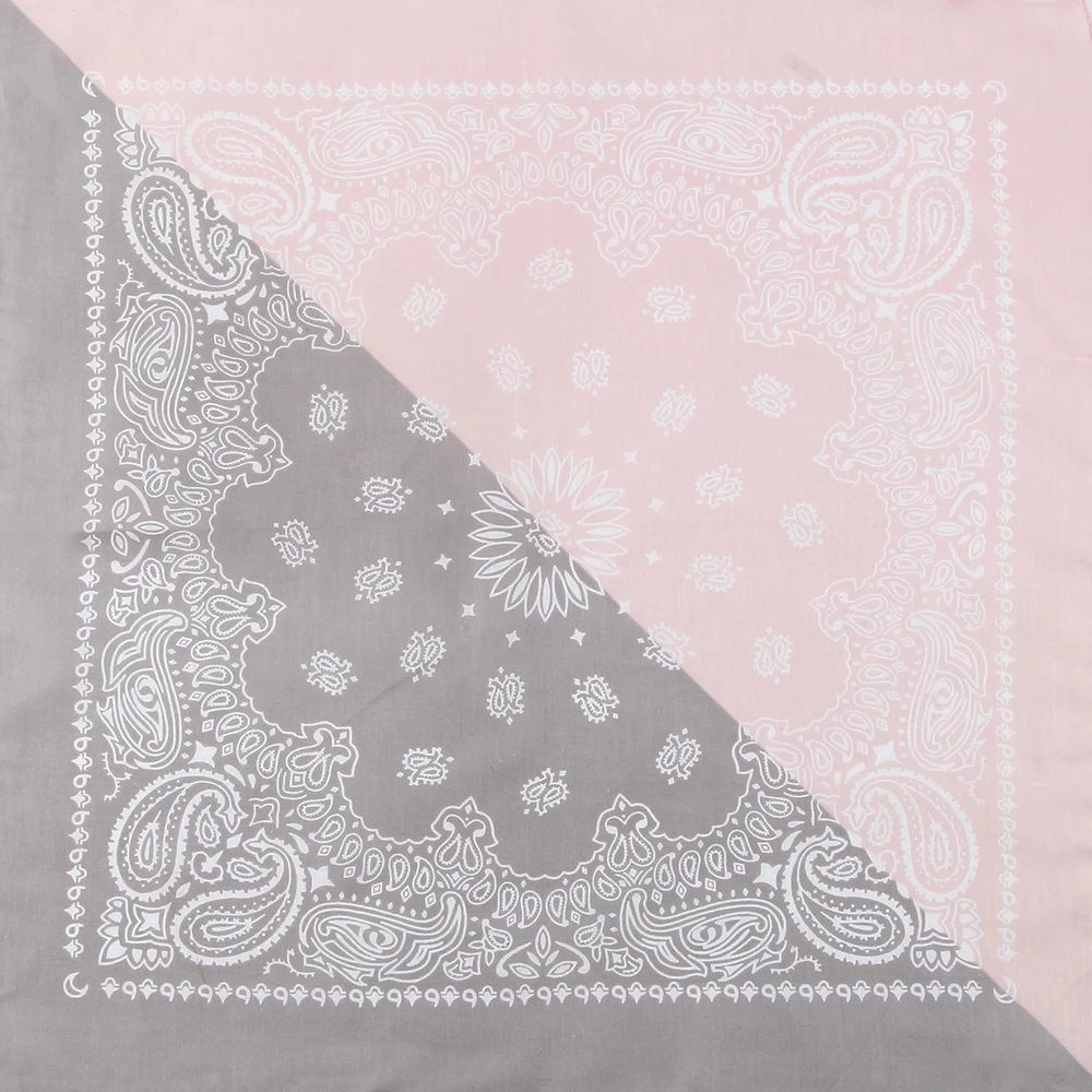 

2018 New Hip Hop Half Pink And Grey Paisley Bandanas Headwear For Womens Mens
