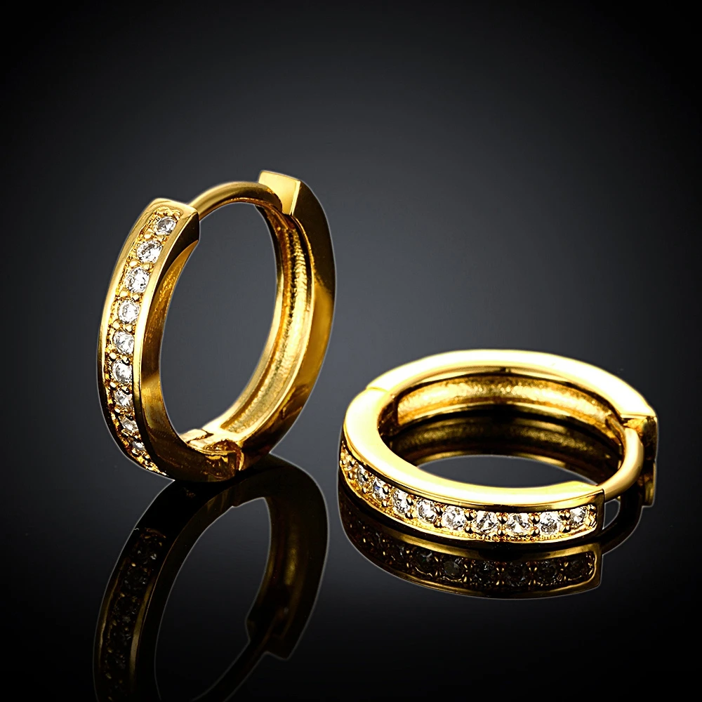 

Gold Color Pave Clear Zirconia CZ Small Circles Huggies Hoop Earrings For Children Girls Baby Kids Jewelry brinco pequeno Aros