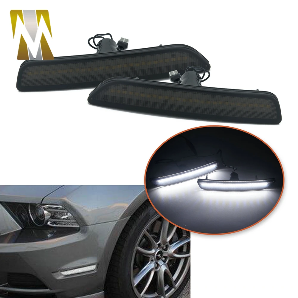 (Front) For Ford Mustang 2011 2012 2013 2014 27-SMD Integrated Turn Signals Car Front Side Marker Lamps Bumper Lights LED (10)