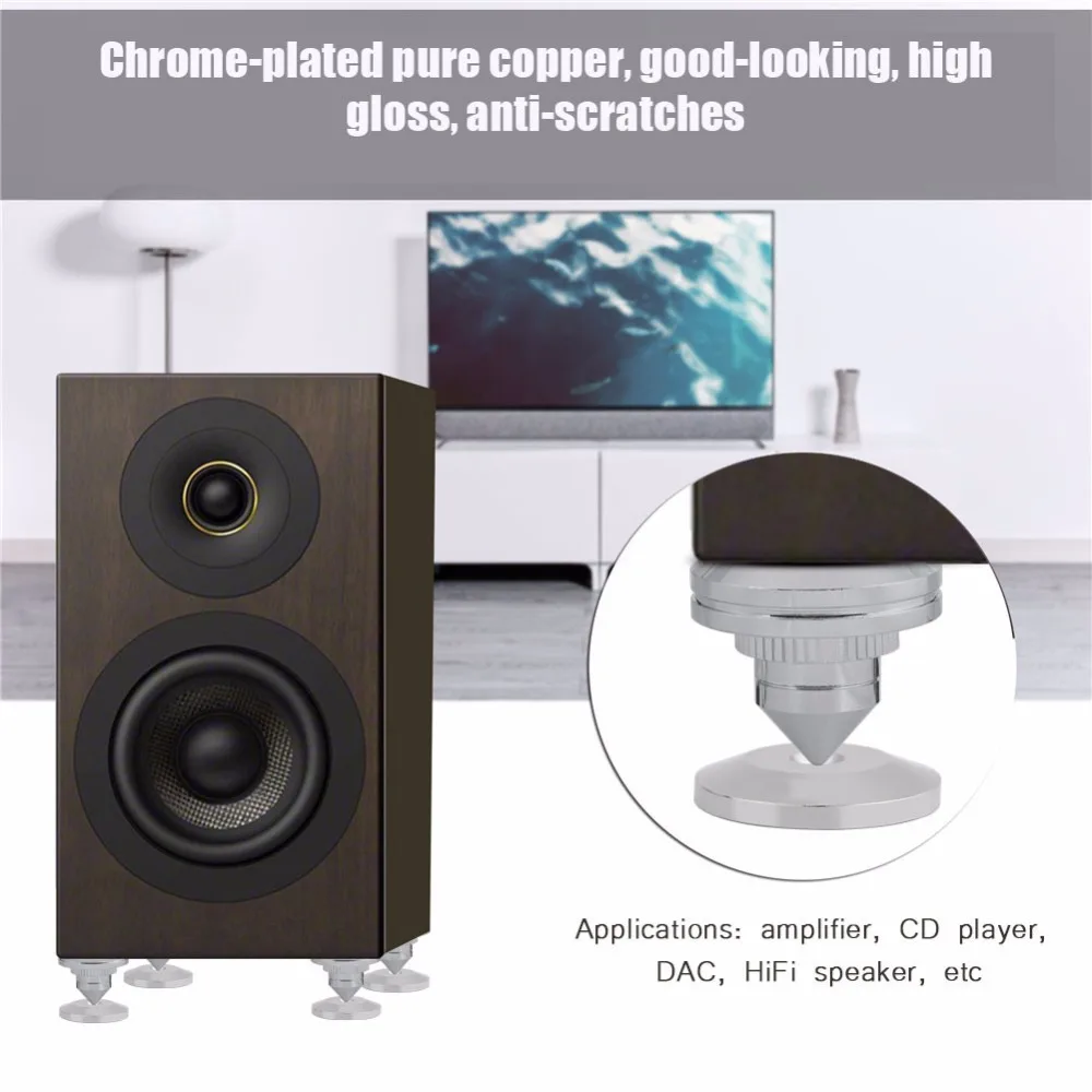 

4 Pcs HiFi Speaker Spikes Isolator Foot Speaker Spike Stand Base Pads AMP DAC CD Feet Cones Shockproof
