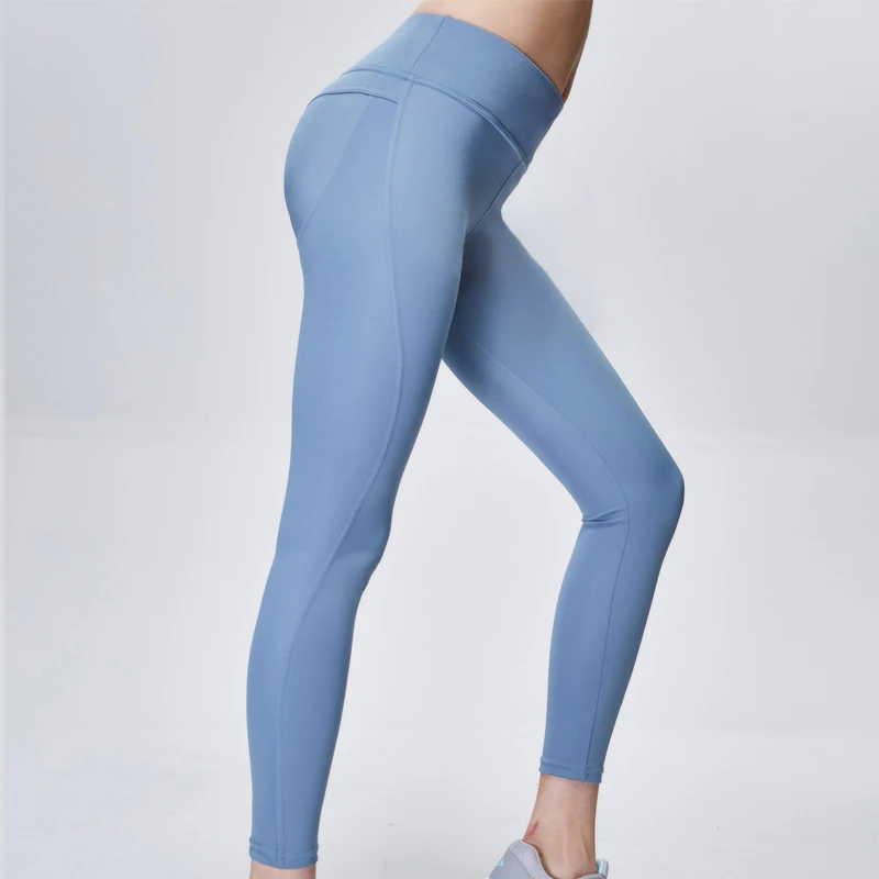 Высококачественные штаны для йоги, дышащие леггинсы с эффектом пуш-ап, спортивные женские леггинсы для фитнеса, спортзала, эластичные плотные брюки, леггинсы - Цвет: blue