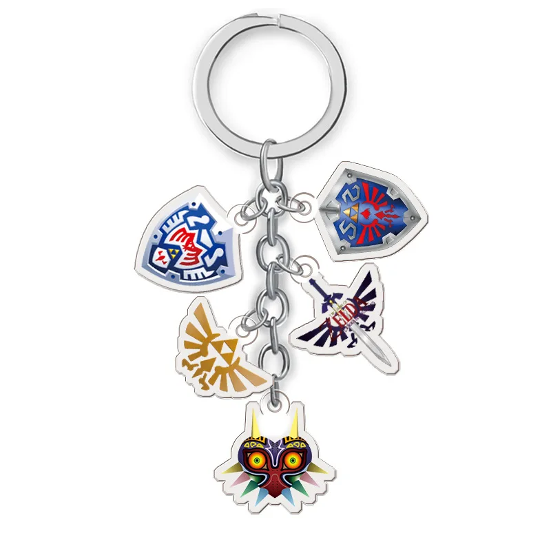 

5 in 1 Game Legend of Zelda Keychain Fashion Cartoon Majoras Logo Car Key Holder Chain Keyrings Bag Pendants Jewelry