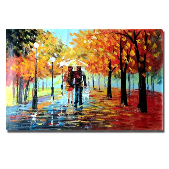 100 hand painted lover walking in the street oil painting beautiful beautiful oil paintings