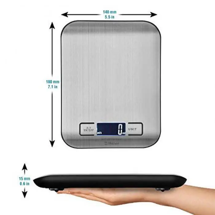 Kitchen Electronic Scale Portable Stainless Steel LCD Display Bake Scale 5kg/10kg BDF99